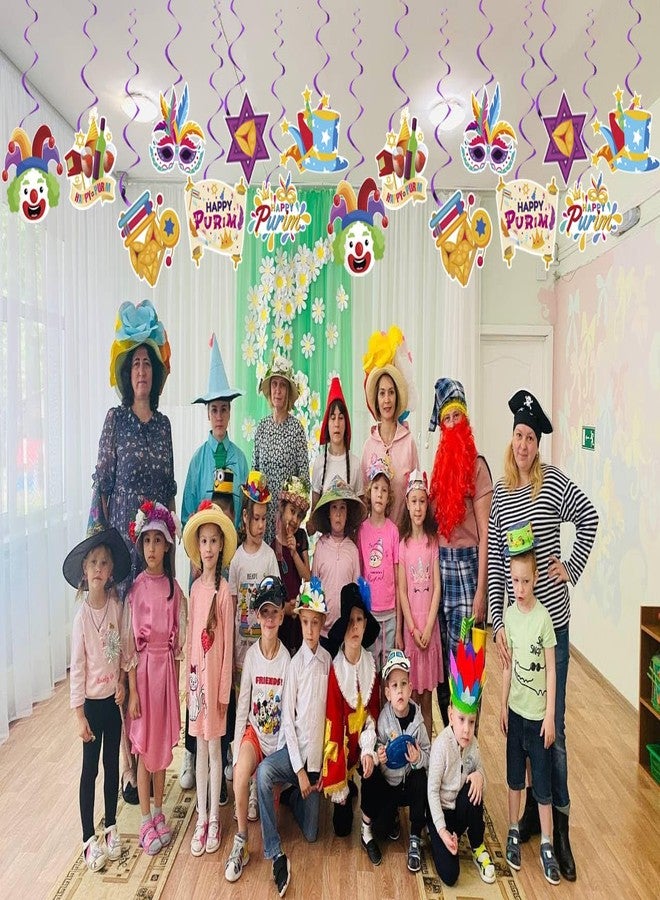 CINRAY Purim Decorations Happy Purim Hanging Swirls Decoration Jewish Carnival Holiday Party Decoration Purims Party Decorations for Home (colorful) - Image 4